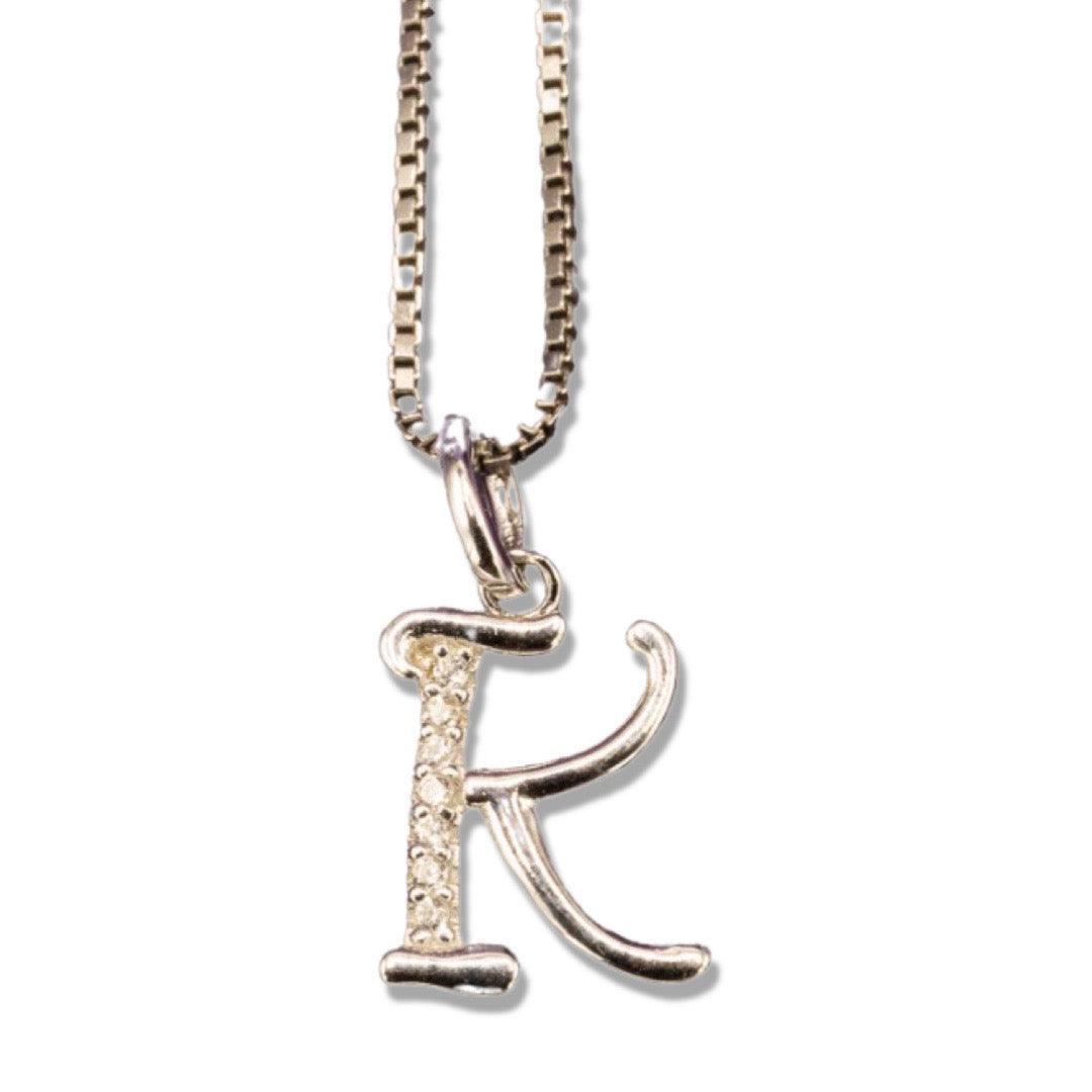 MINI SCRIPT LETTERS SILVER 925 WHITE GOLD PLATED - Johnny Dang & Co