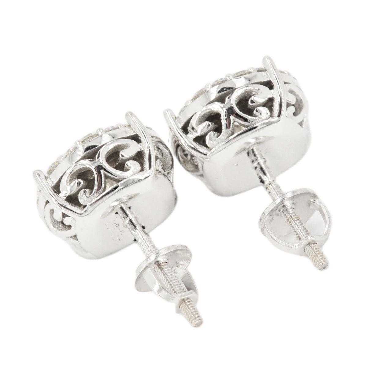 JDTK-CL1180W- 14K 2.2 CTTW DIAMOND CLUSTER MICRO PAVE EARRINGS - Johnny Dang & Co