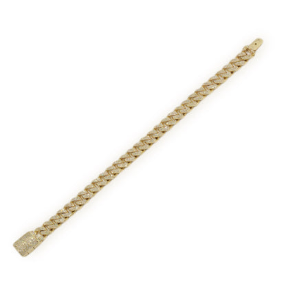 10k Gold 3 Row Diamond Miami Cuban Link 9.75mm Bracelet - Johnny Dang & Co