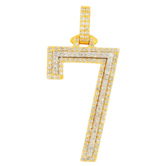 10K Yellow Gold Si Diamond Number 7 Pendant - Johnny Dang & Co