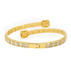 10k Gold 8.15ctw Baguette & Round Cut Diamond Baller Medium Bangle - Unisex - Johnny Dang & Co