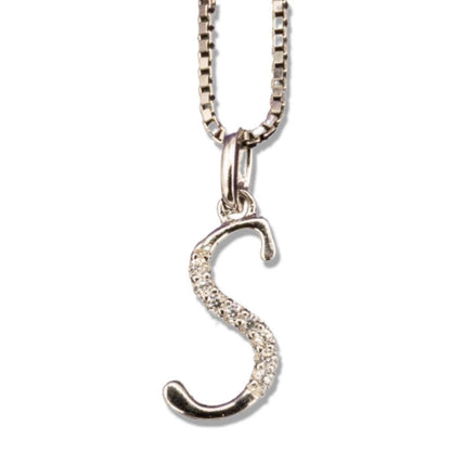 MINI SCRIPT LETTERS SILVER 925 WHITE GOLD PLATED - Johnny Dang & Co