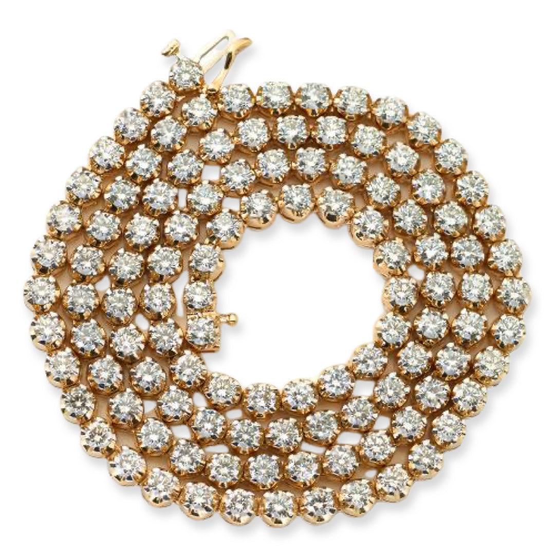 14KY 19.48CTW DIAMOND ROUND SETTING 4-PRONG TENNIS CHAIN - Johnny Dang & Co