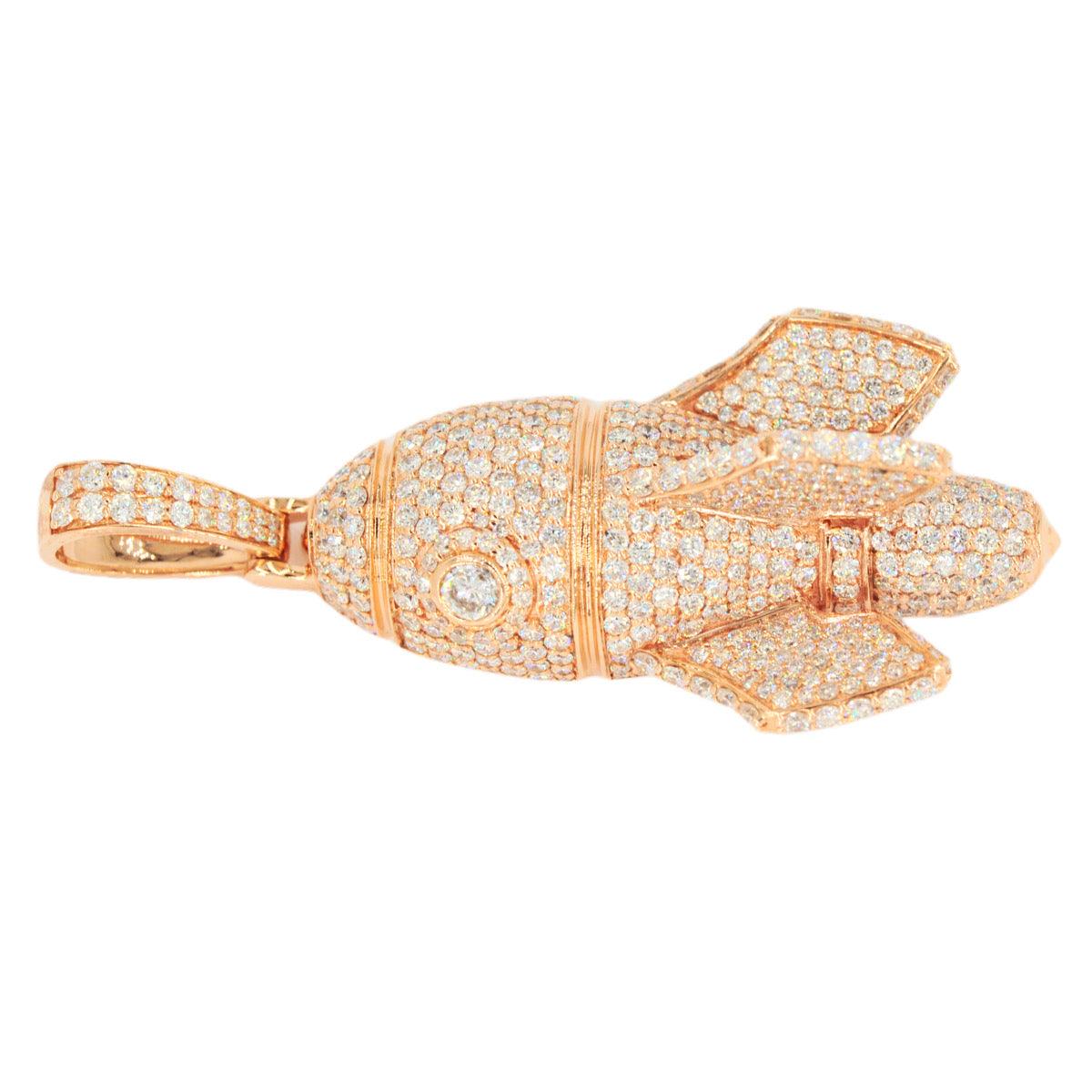 14KR 6.15CTW 3D DIAMOND ROCKET SHIP PENDANT - Johnny Dang & Co