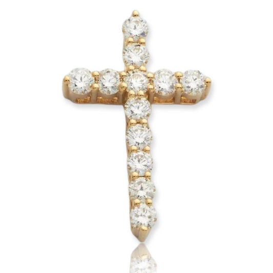 14KY 1.10CTW DIAMOND 11 STONE 3-PRONG CROSS - Johnny Dang & Co