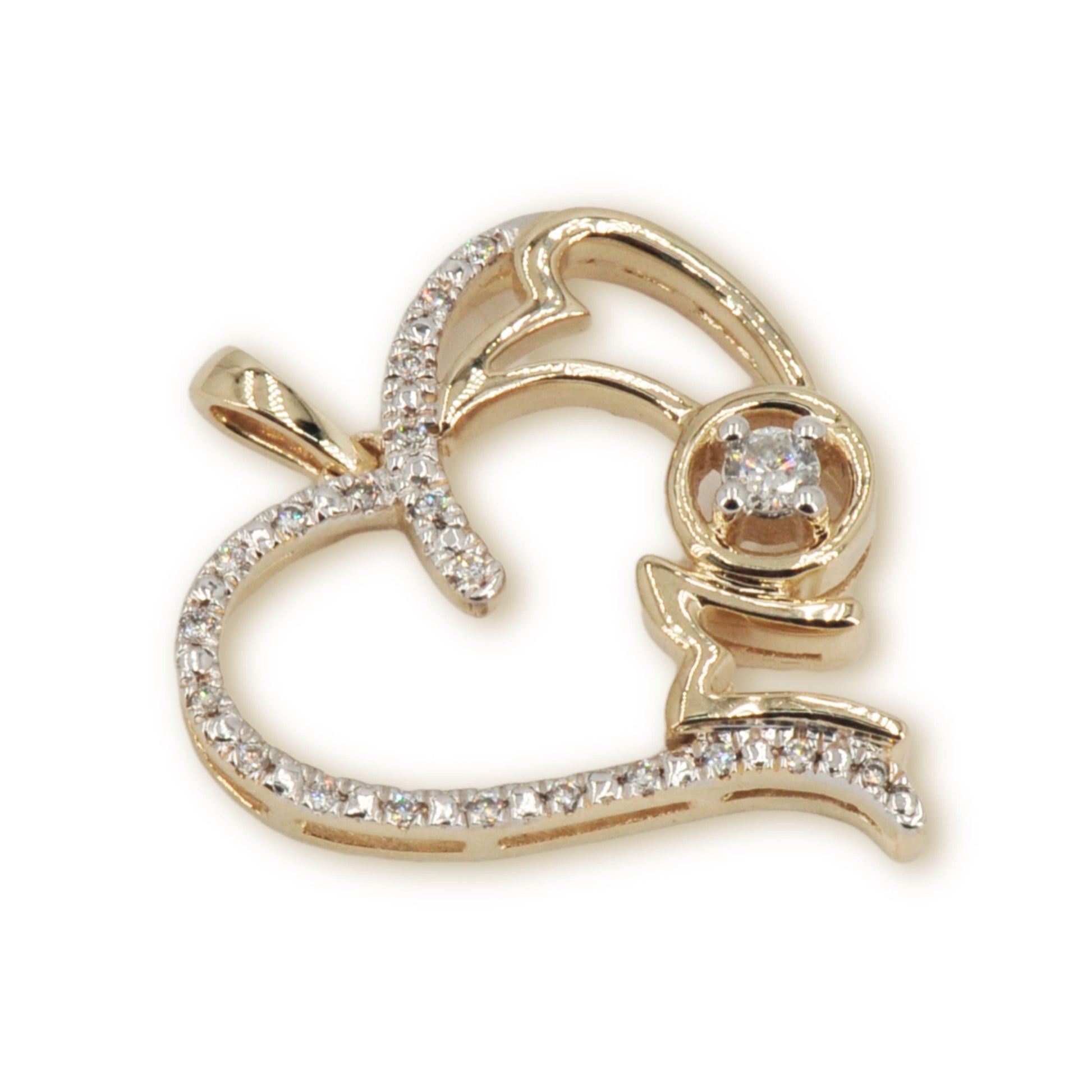 10K Yellow Gold MOM Heart with Diamonds - Johnny Dang & Co