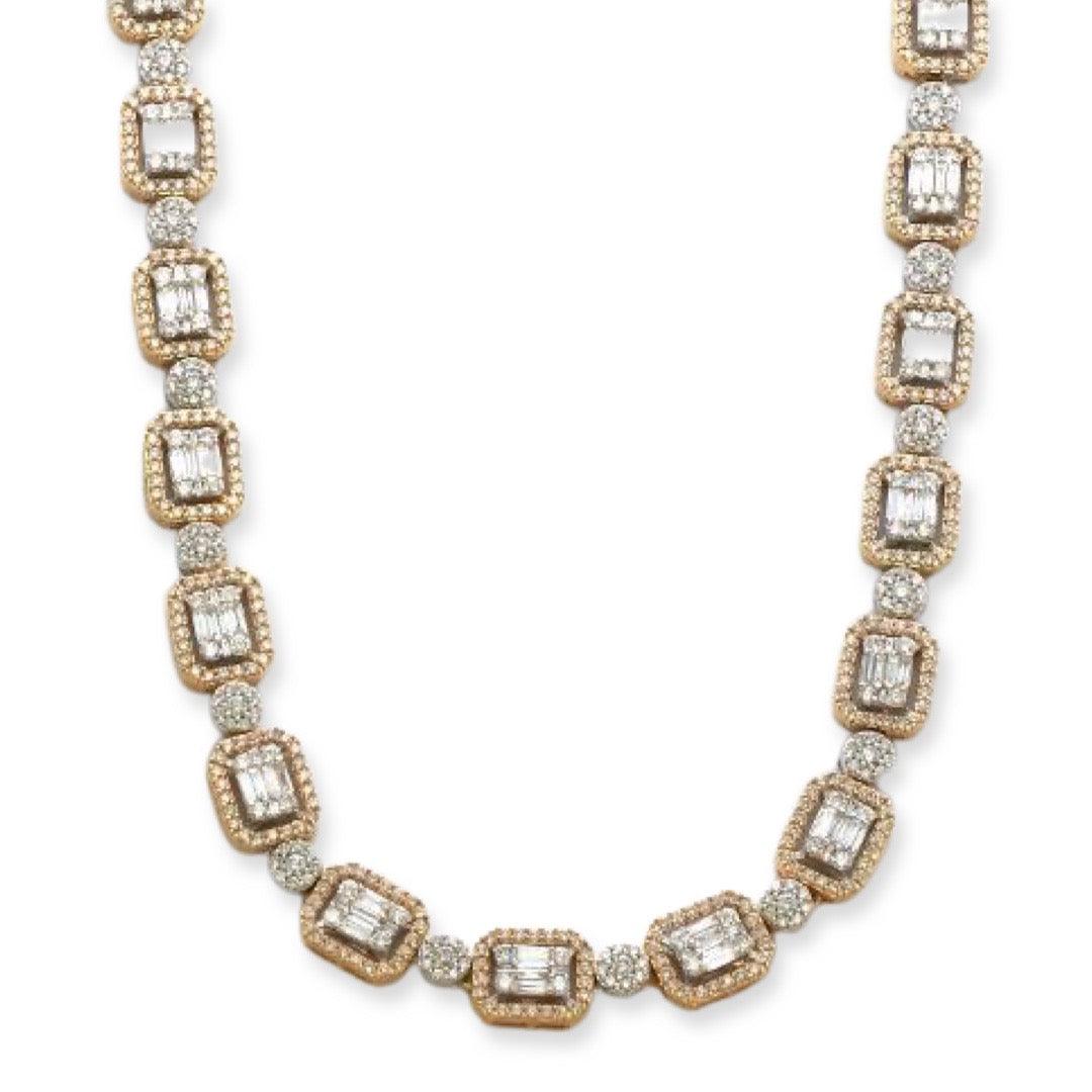 14KY+W 18.85CTW BAGUETTE DIAMOND EMERALD CLUSTER - Johnny Dang & Co