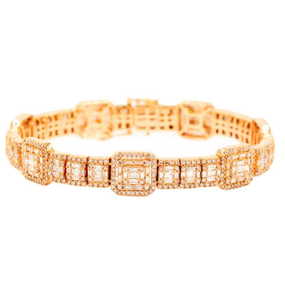 14KY 8.50CTW BAGUETTE DIAMOND SQUARE CLUSTER 8" - Johnny Dang & Co