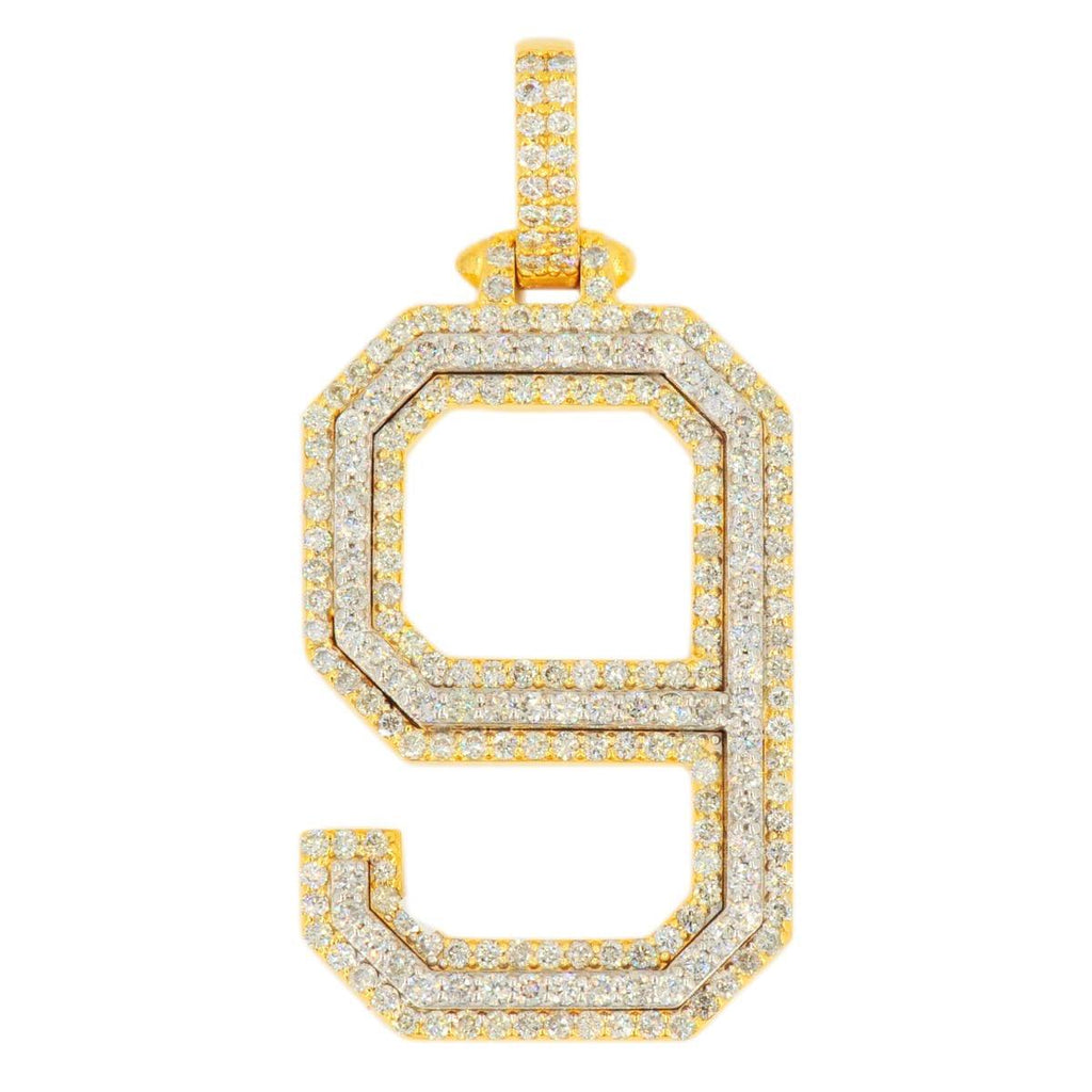 10K Yellow Gold Si Diamond Number 9 Pendant - Johnny Dang & Co