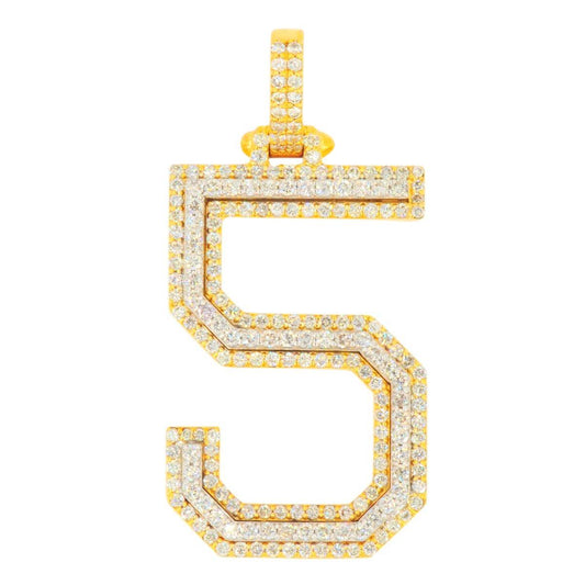 10K Yellow Gold Si Diamond Number 5 Pendant - Johnny Dang & Co