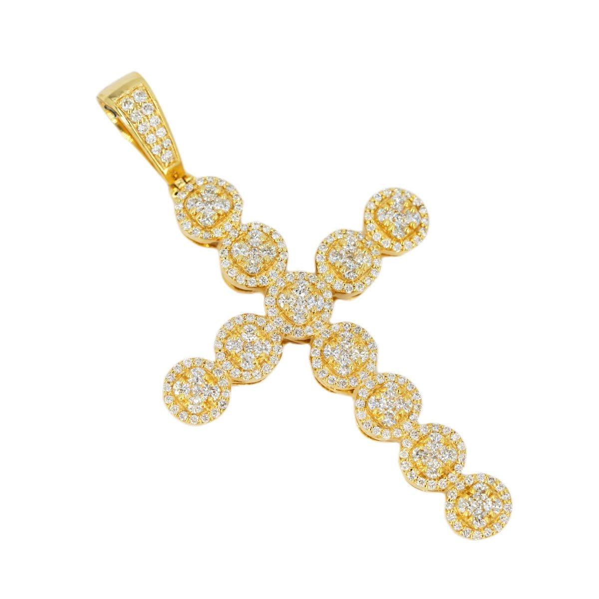 14KY 1.90CTW DIAMOND CLUSTER DESIGN CROSS - Johnny Dang & Co