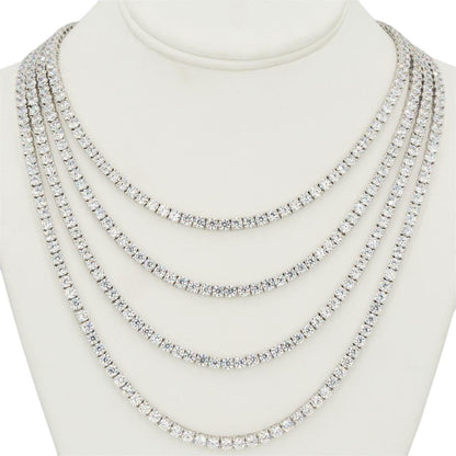 CZ SILVER TENNIS CHOKER 18" - 24" NECKLACE - Johnny Dang & Co