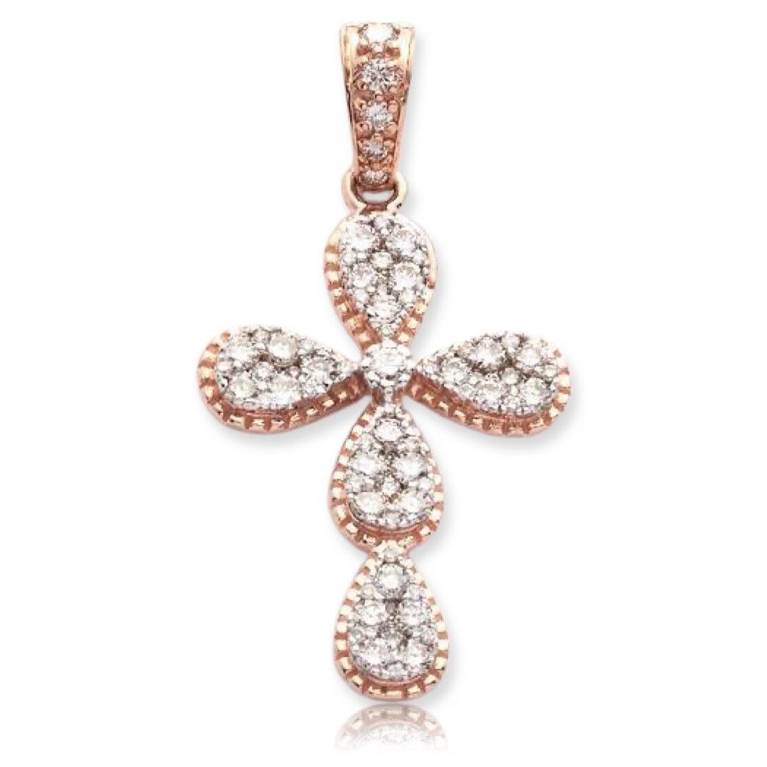 14KR 0.65CTW DIAMOND PEAR CLUSTER CROSS WITH - Johnny Dang & Co