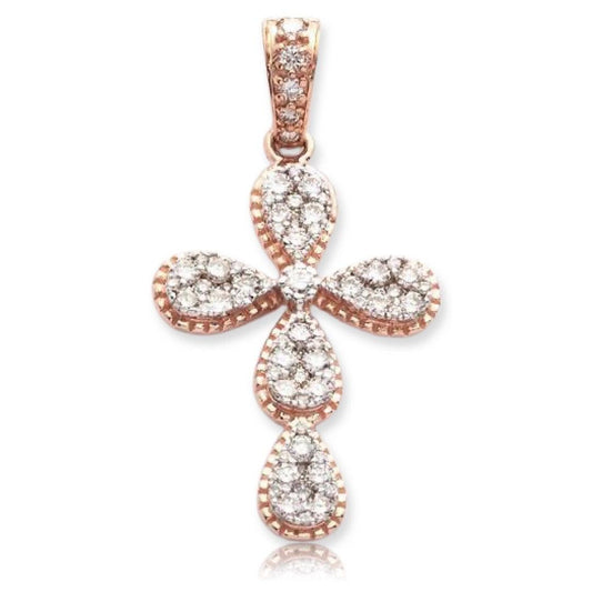 14KR 0.65CTW DIAMOND PEAR CLUSTER CROSS WITH - Johnny Dang & Co