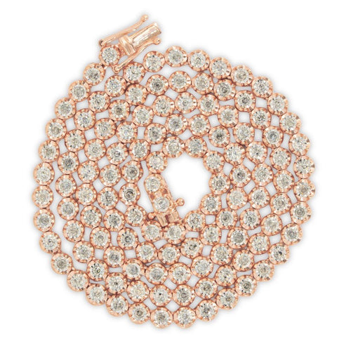10k Rose Gold '7 pointer Illusion Setting Diamond Tennis Chain' 2.97cttw 20 inches
