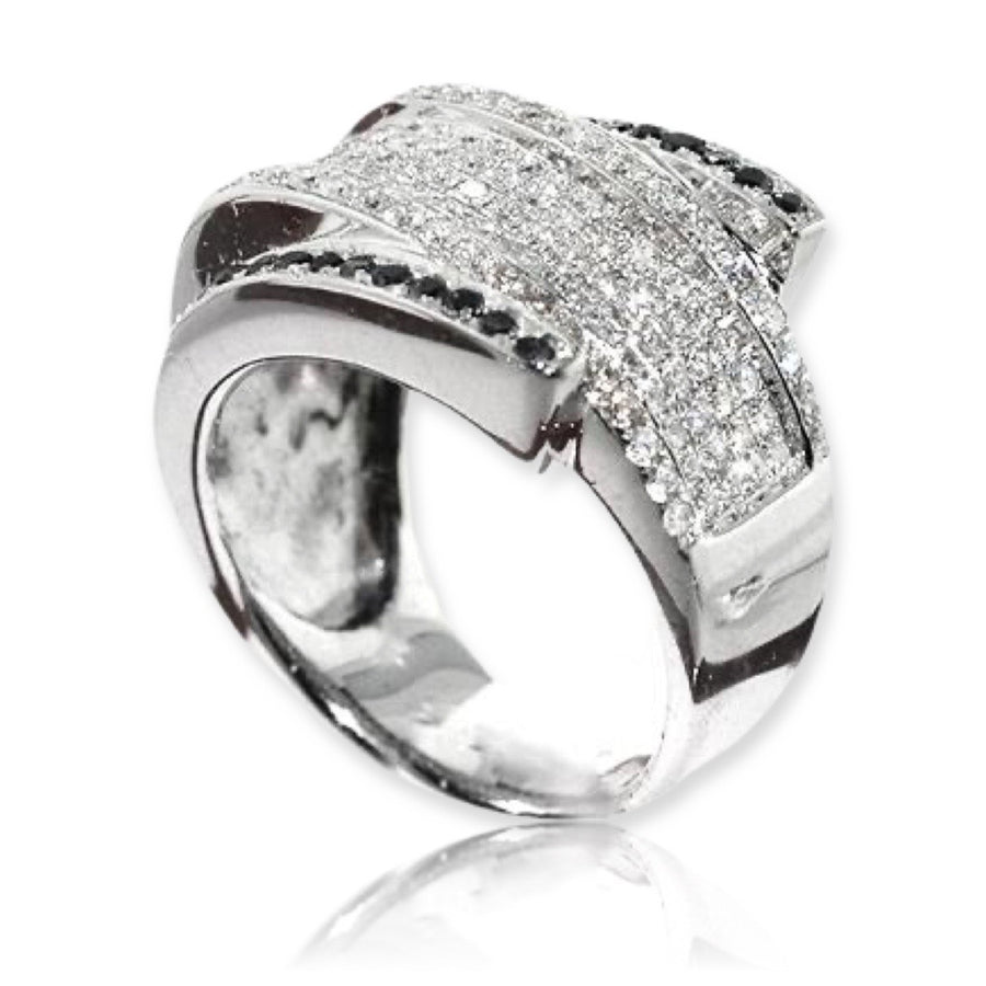Custom White and Black Diamond Micro Pave Ring