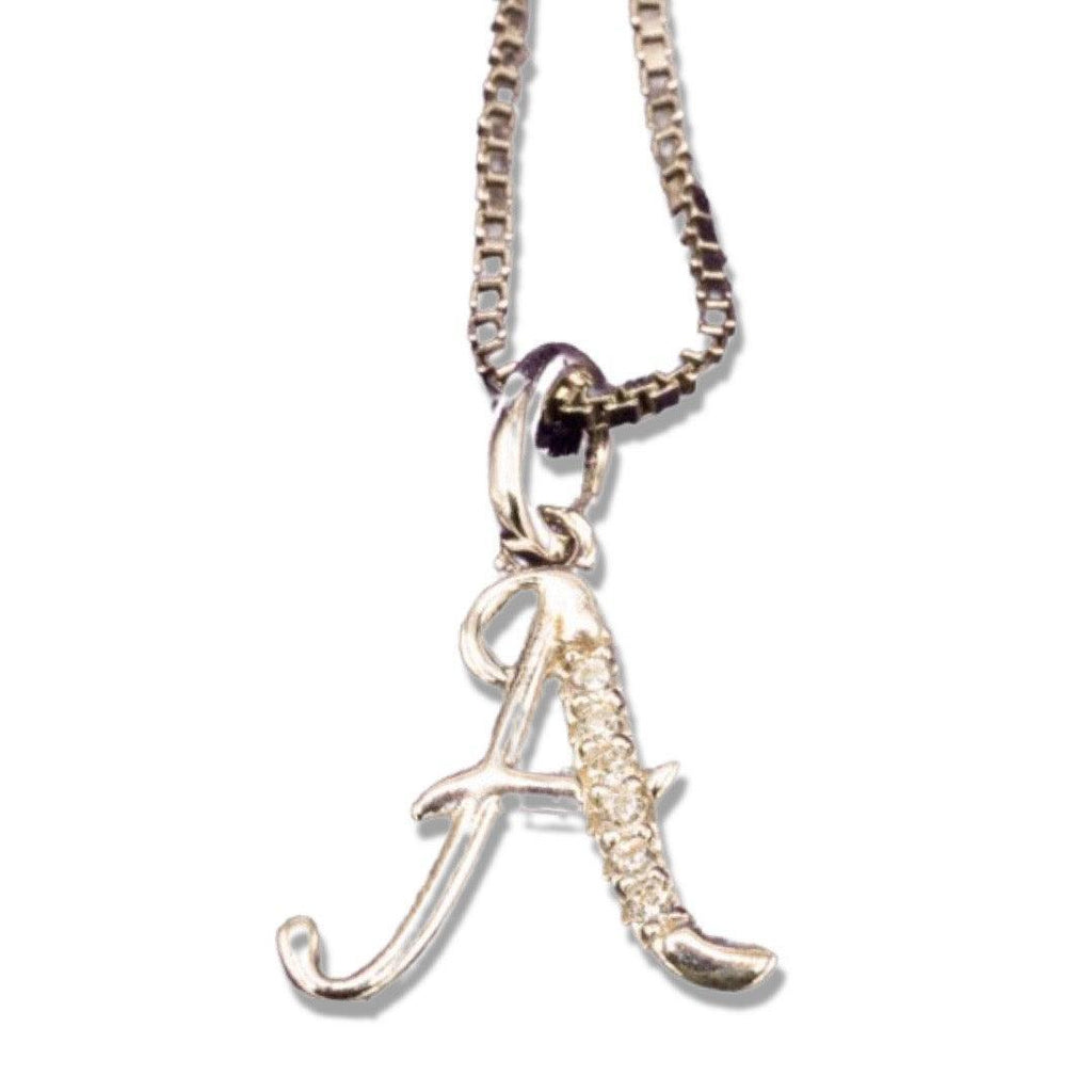 MINI SCRIPT LETTERS SILVER 925 WHITE GOLD PLATED - Johnny Dang & Co