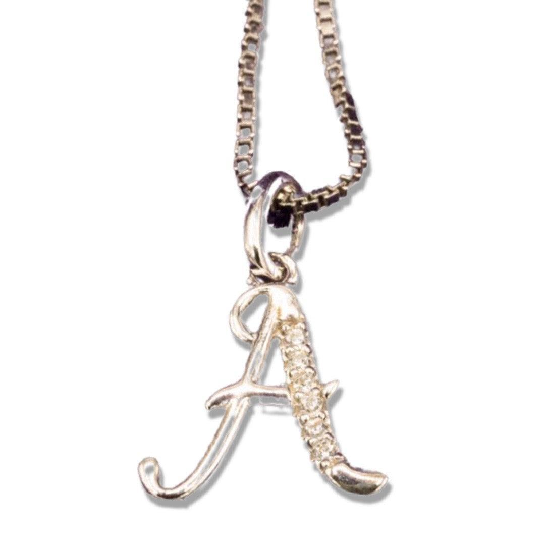 MINI SCRIPT LETTERS SILVER 925 WHITE GOLD PLATED - Johnny Dang & Co