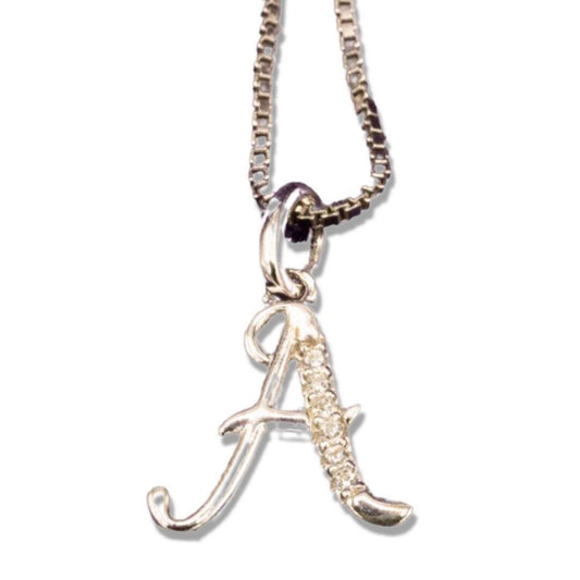 MINI SCRIPT LETTERS SILVER 925 WHITE GOLD PLATED - Johnny Dang & Co