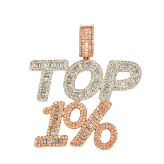 10k White and Rose Gold Round and Baguette Diamond 1.50ctw Top 1% Pendant - Johnny Dang & Co