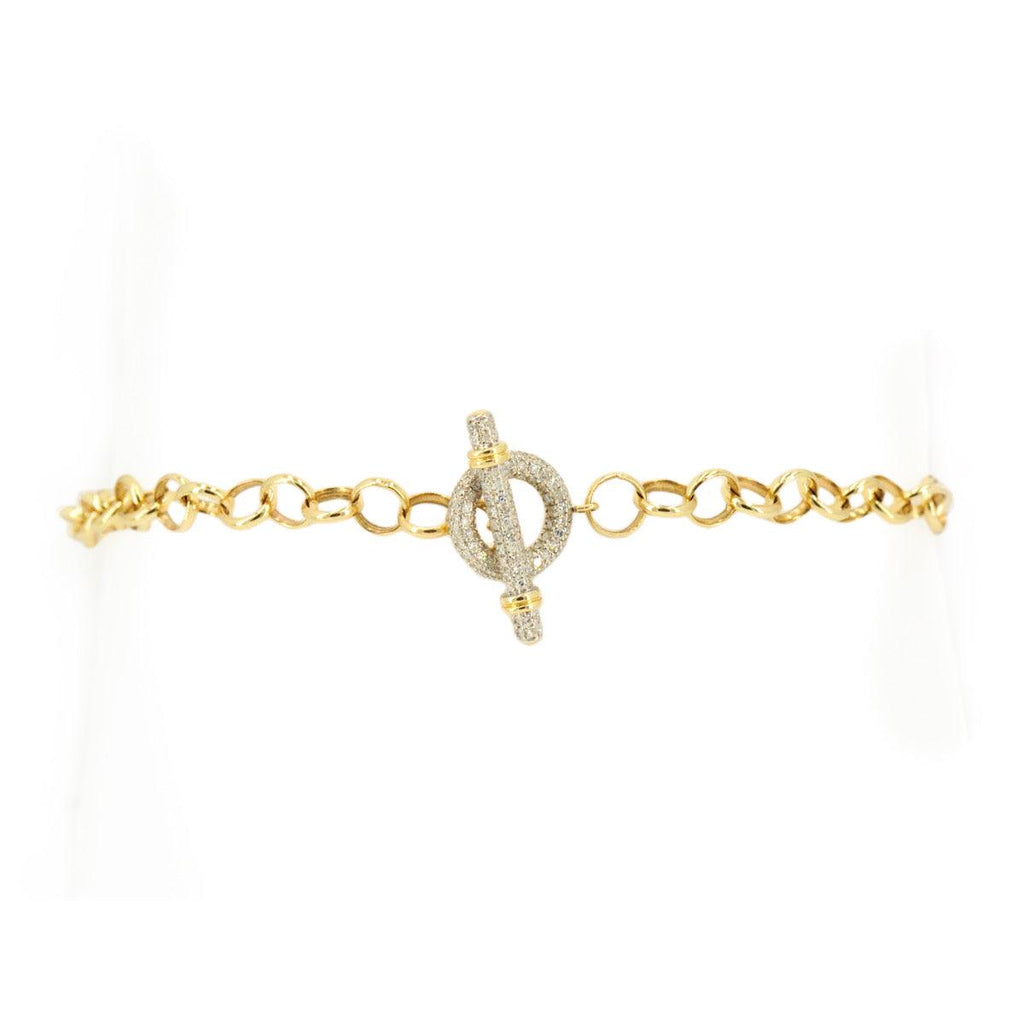 10k Gold 0.45ctw Diamond Charm Bracelet 7.5". Bracelet Only. Charms Sold Separately - Johnny Dang & Co