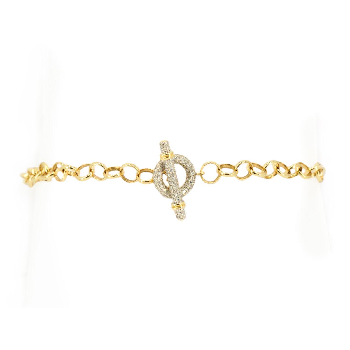 10k Gold 0.45ctw Diamond Charm Bracelet 7.5". Bracelet Only. Charms Sold Separately - Johnny Dang & Co