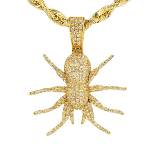 10KY 1.25CTW Diamond 1.25ct Spider Pendant And 24” Rope Chain Bundle