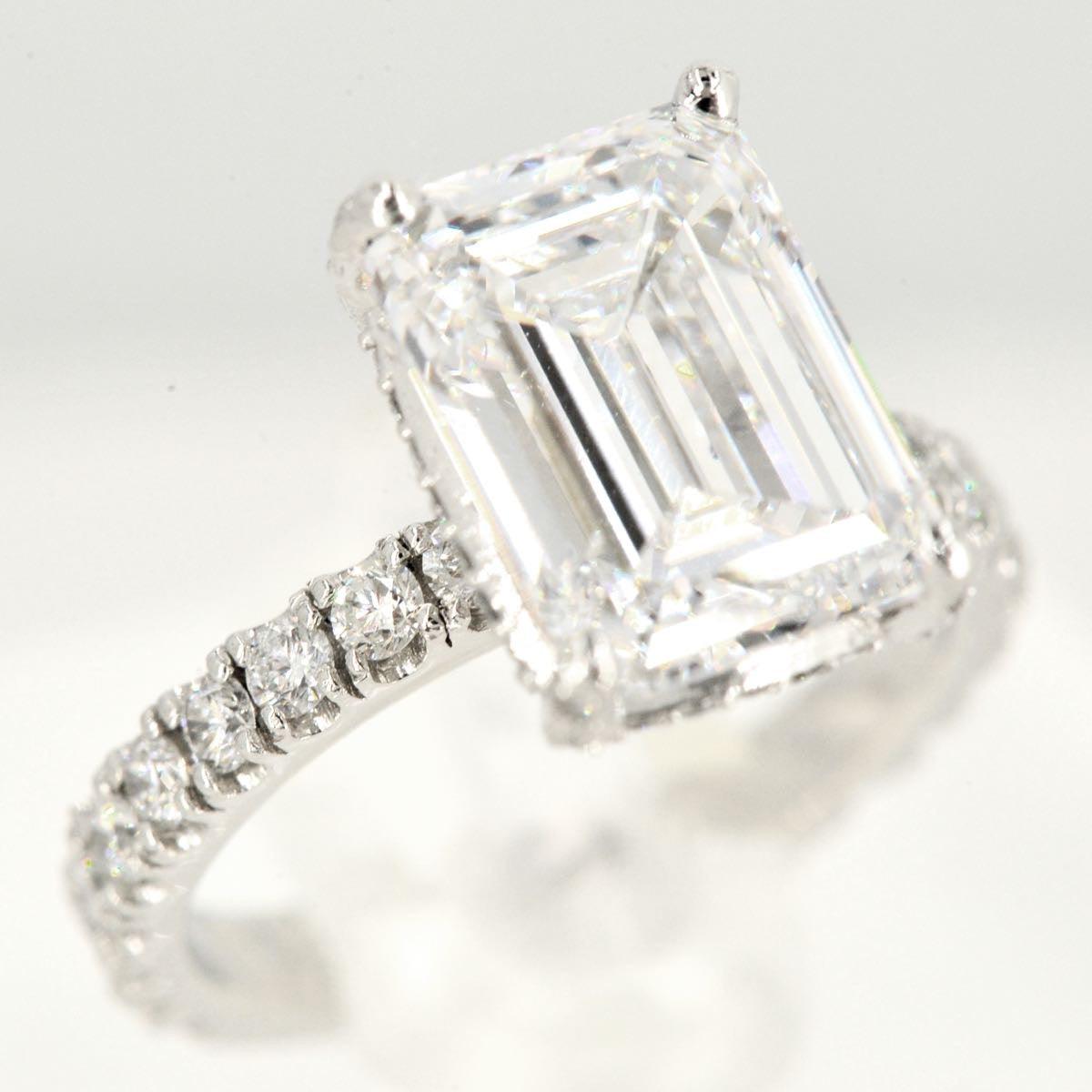 Custom 4 Carat Emerald Cut Engagement Ring - Johnny Dang & Co