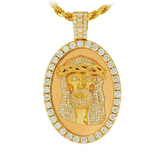 JDP16419 - DIAMOND JESUS MEDAL PENDANT - Johnny Dang & Co