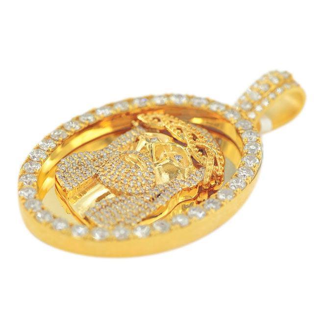 JDP16419 - DIAMOND JESUS MEDAL PENDANT - Johnny Dang & Co