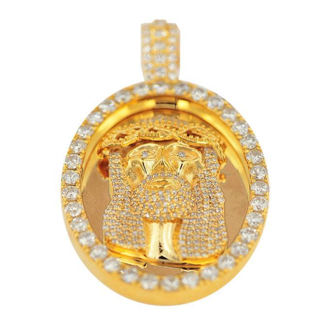 JDP16419 - DIAMOND JESUS MEDAL PENDANT - Johnny Dang & Co