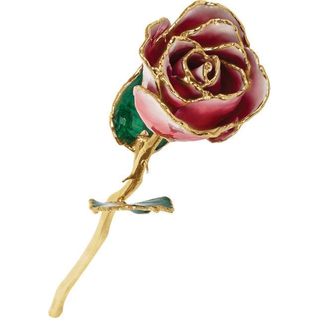 JDSP61-9067 LACQUERED FROZEN WHITE & RED ROSE WITH GOLD TRIM - Johnny Dang & Co
