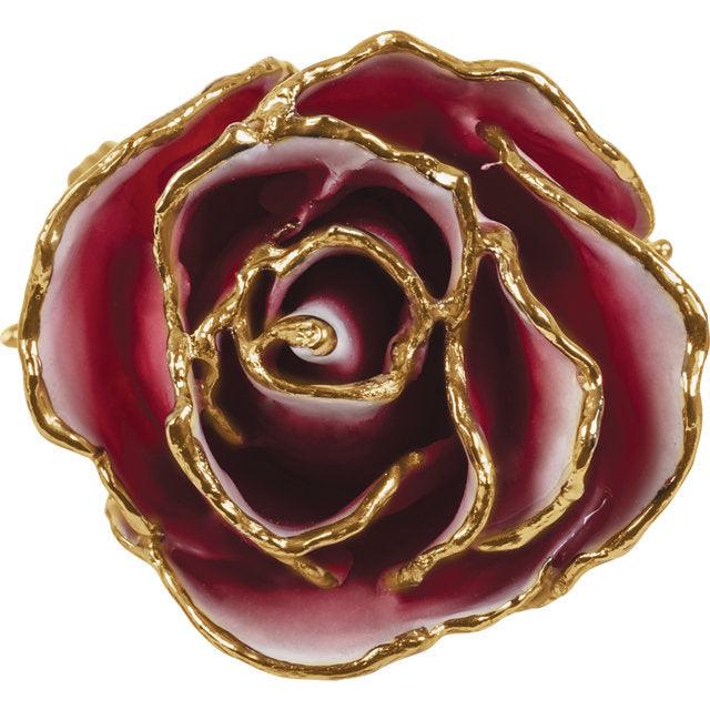 JDSP61-9067 LACQUERED FROZEN WHITE & RED ROSE WITH GOLD TRIM - Johnny Dang & Co