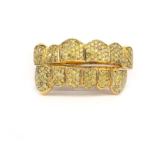 18K SI Yellow Honeycomb Diamond Grillz - Johnny Dang & Co
