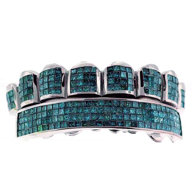 BLUE PRINCESS CUT DIAMOND HORIZONTAL INVISIBLE [S118] - Johnny Dang & Co