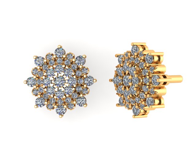 Custom 1.75CT  Diamond Cluster Earrings
