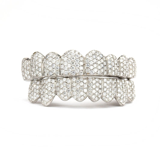 18K Flawless Honeycomb Set Diamond Grillz - Johnny Dang & Co