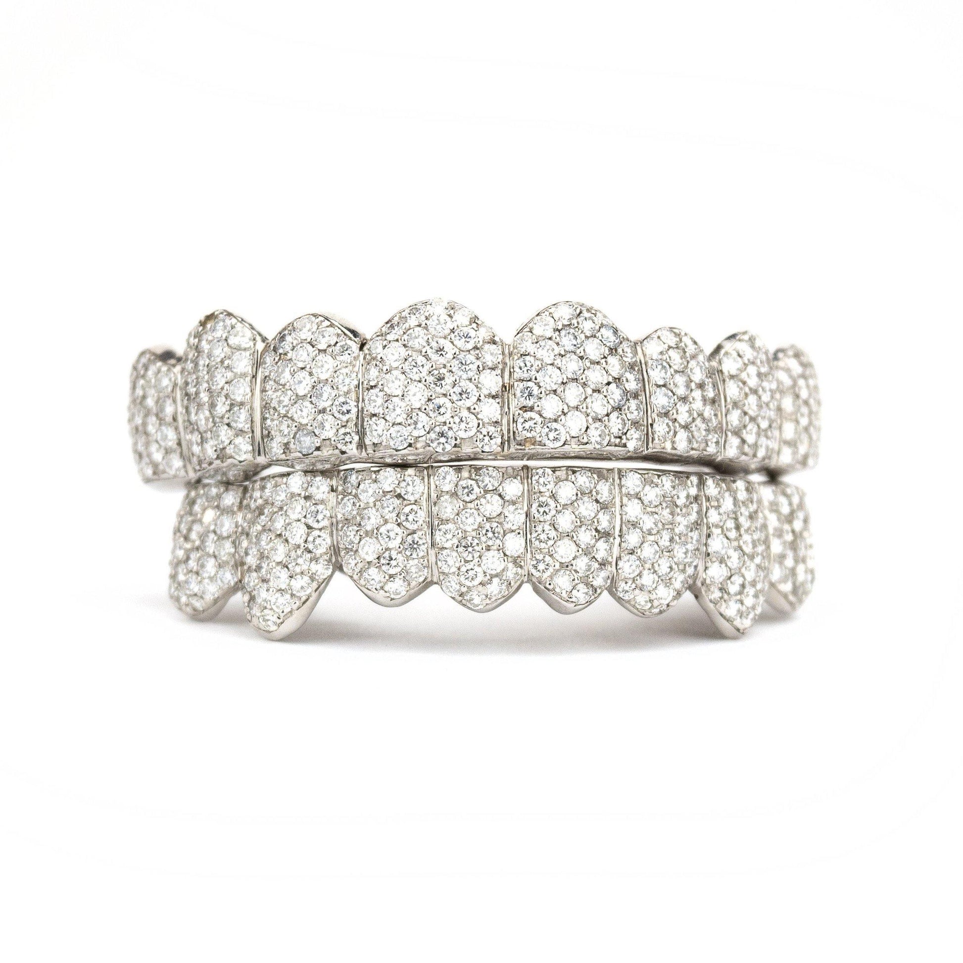 18K VVS Honeycomb Set Diamond Grillz - Johnny Dang & Co