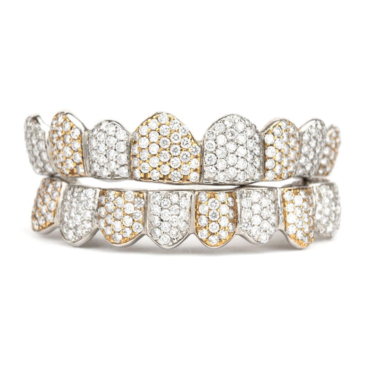10K SI Two Tone Honeycomb Diamond Grillz - Johnny Dang & Co