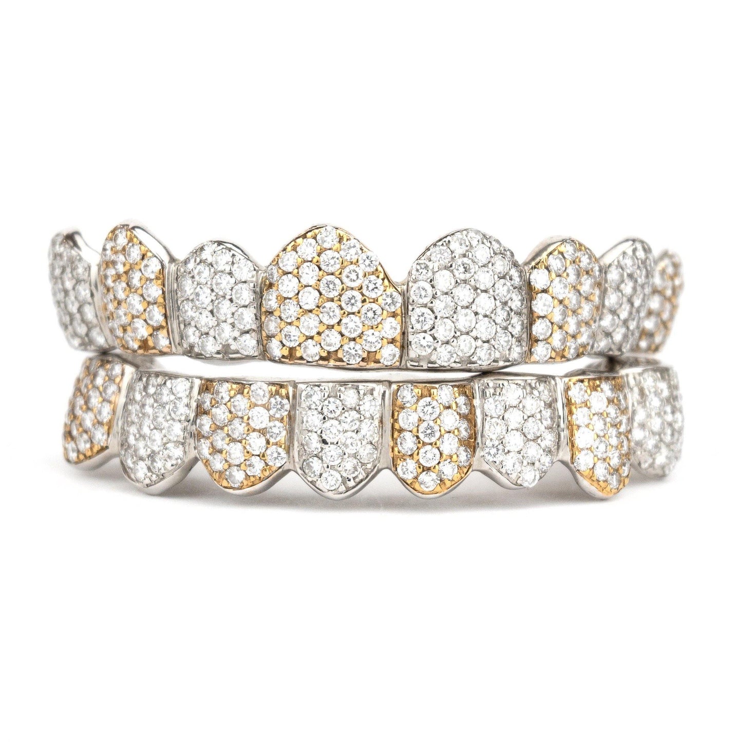 18K SI Two Tone Honeycomb Diamond Grillz - Johnny Dang & Co