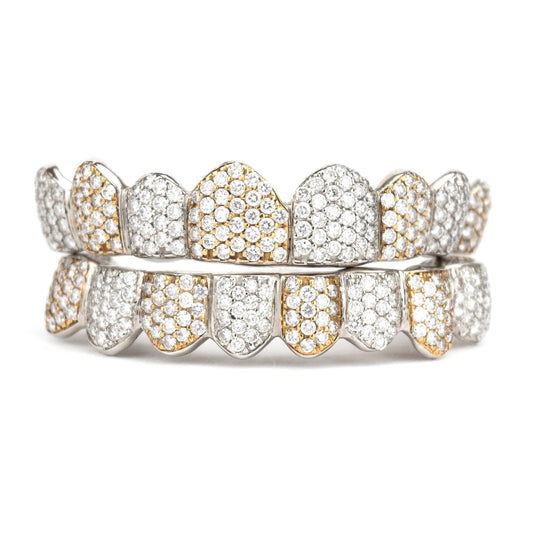 18K SI Two Tone Honeycomb Diamond Grillz - Johnny Dang & Co